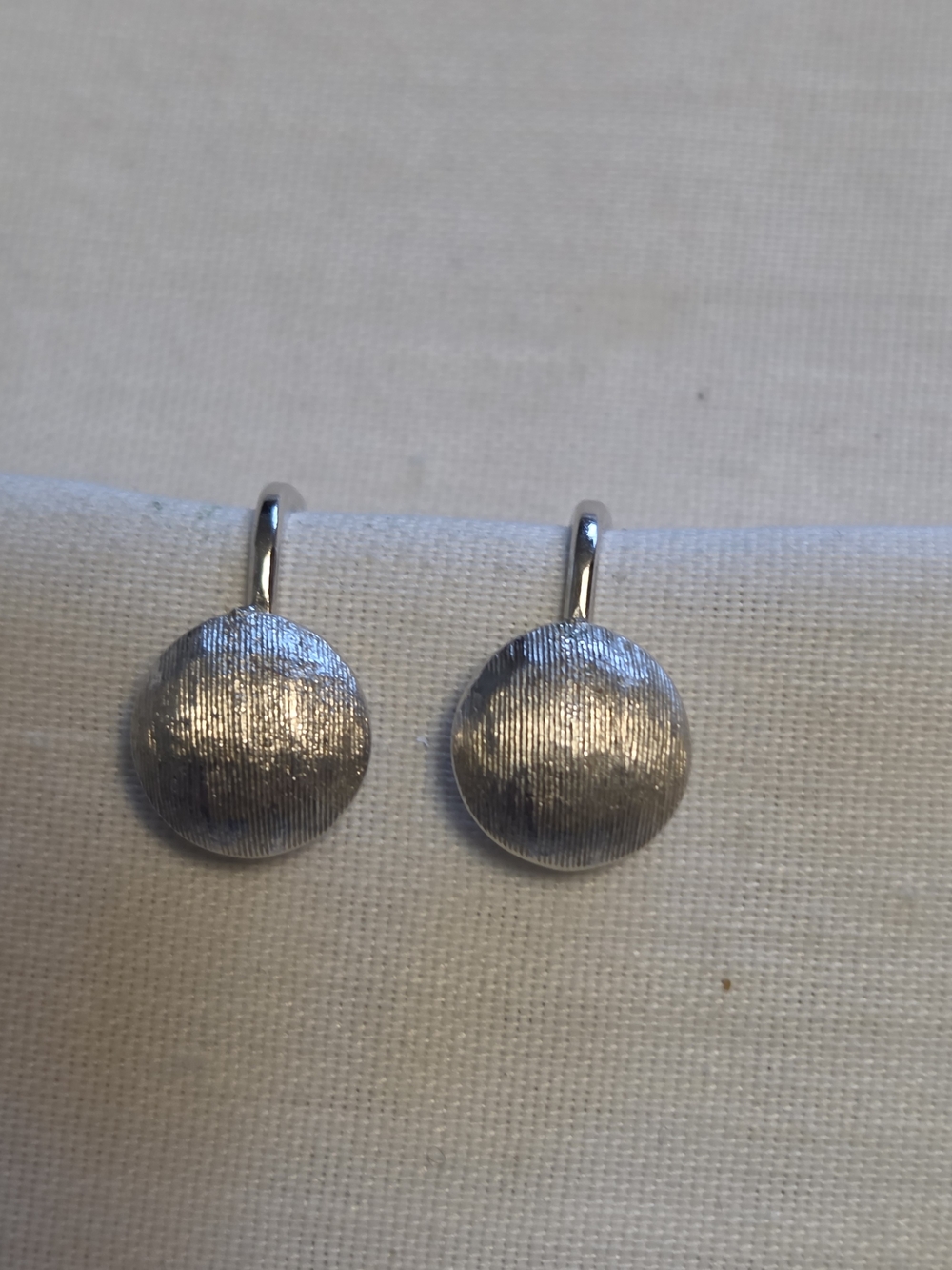 Trifari Silver-Tone Dainty Textured Disc Drop Clip Earrings